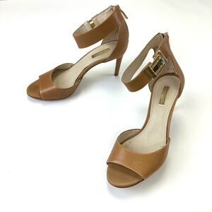 Louise eat Cie tan leather ankle strap stilleto heels Womens Size 9 Neutral